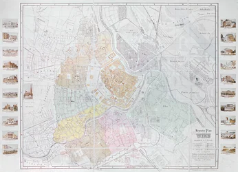 Karta över Wien, utgiven av Klimsch und Co., Frankfurt, c.1860